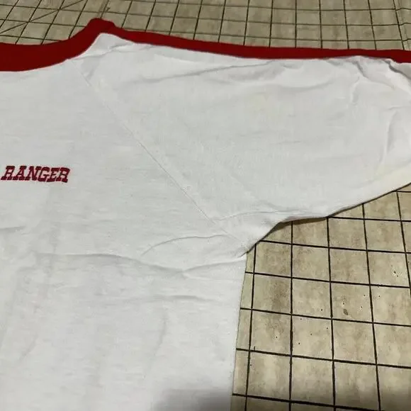 VTG 50s 60s USS RANGER US Navy WW2 Velva Sheen USA Sailor Ringer T Shirt Large